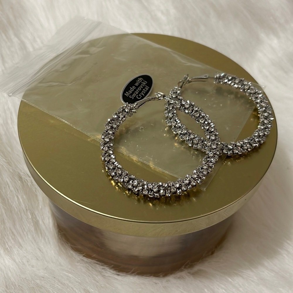 Swarovski | Silver P’ave Crystal Hoop Earrings